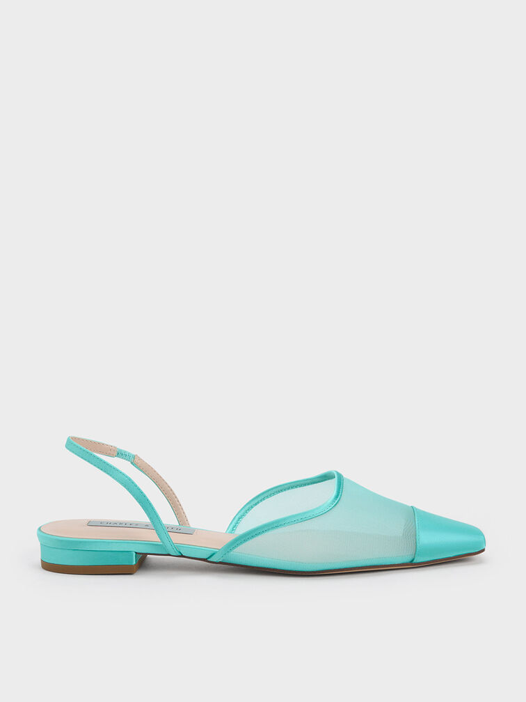 حذاء باليرينا بمقدمة شبكية, أزرق, hi-res