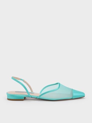 حذاء باليرينا بمقدمة شبكية, أزرق, hi-res