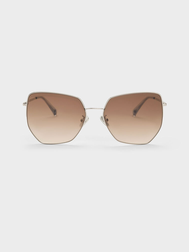 Recycled Acetate Butterfly Sunglasses, Silver, hi-res
