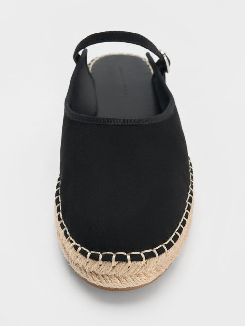 Bernadine Faux Suede Espadrille Mules, Black Textured, hi-res