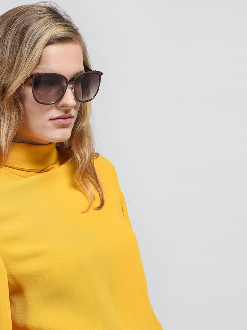 نظارات شمسية مربعة كبيرة الحجم, بنى, hi-res