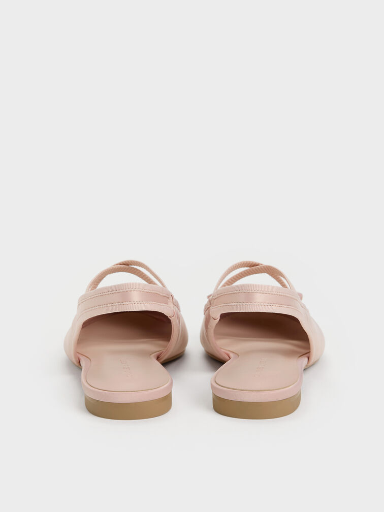 Satin Crossover Slingback Ballet Flats, Light Pink, hi-res
