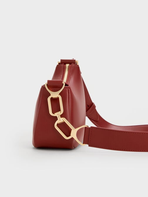 Mini Agatha Chain-Accent Shoulder Bag, Burgundy, hi-res