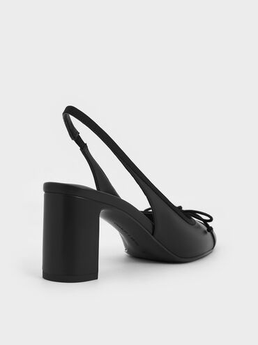 Bow Cap-Toe Slingback Pumps, Black, hi-res