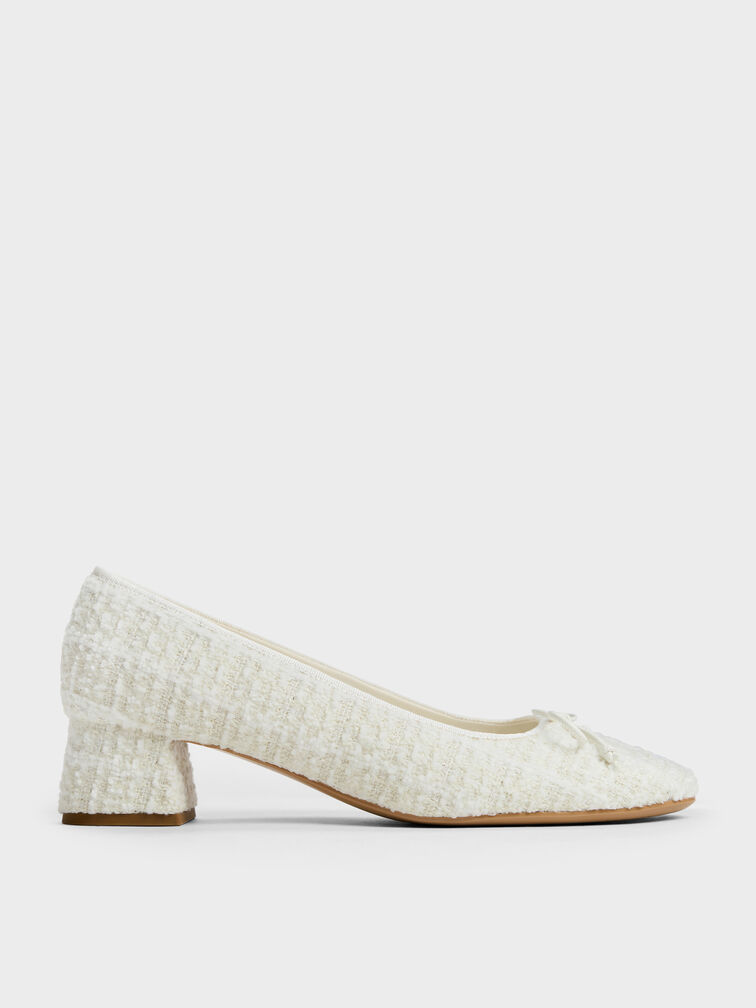 Tweed Bow Ballet Pumps, Multi, hi-res