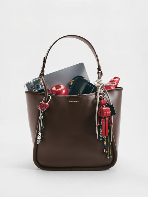 حقيبة ليلا توت باج واسعة بتصميم انسيابي, بني غني كالإسبريسو, hi-res