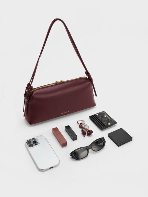 حقيبة كتف دينا بحزام مزدوج, أحمر توتي فاخر, hi-res