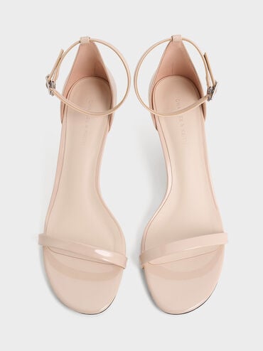 صندل من الجلد اللامع بكعب ستيليتو وحزام حول الكاحل, لون البشرة الطبيعي, hi-res