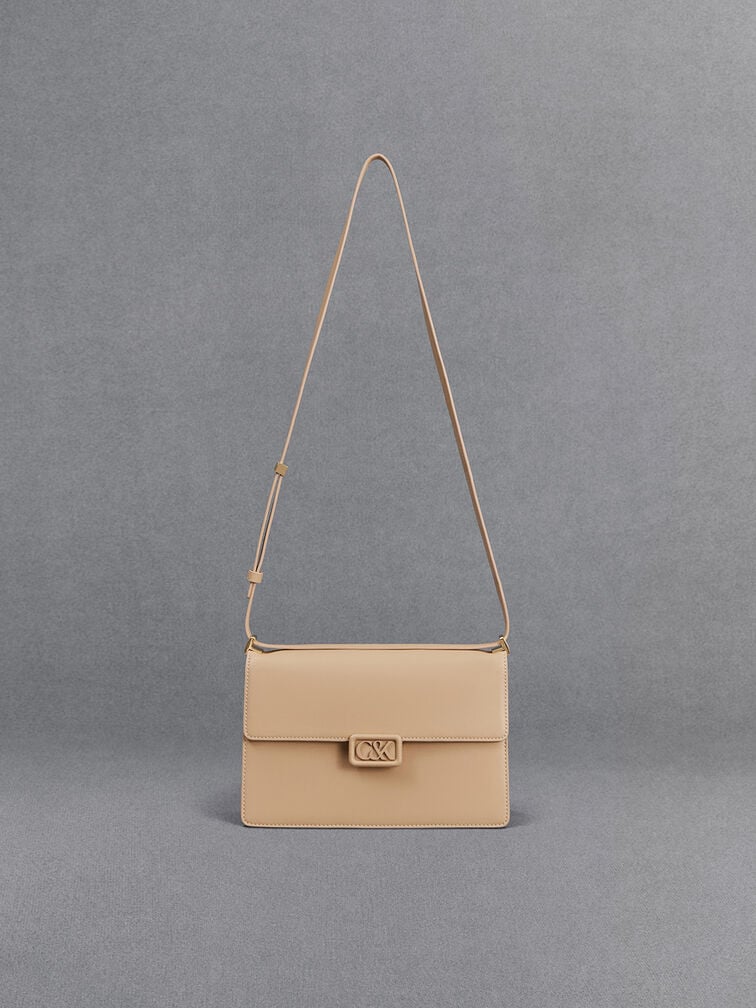 حقيبة كتف مصنوعة من الجلد, لون البشرة الطبيعي, hi-res