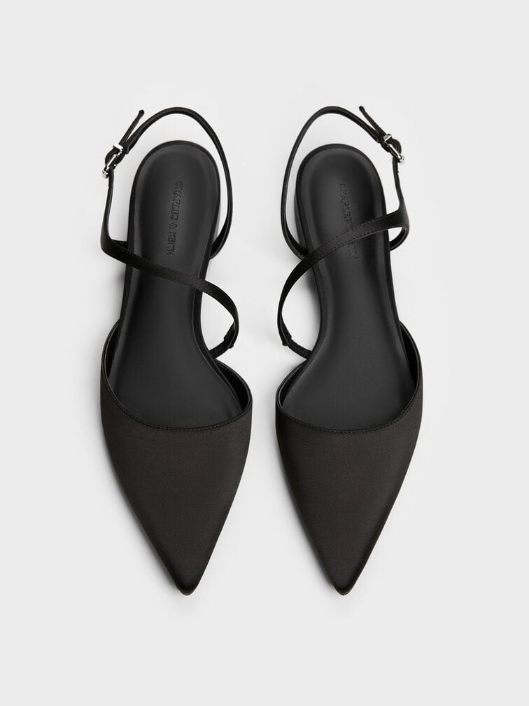 حذاء كورديليا المسطح ذو الكعب المفتوح المدبب, أسود خشن, hi-res