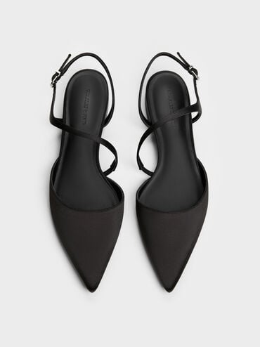 حذاء كورديليا المسطح ذو الكعب المفتوح المدبب, أسود خشن, hi-res