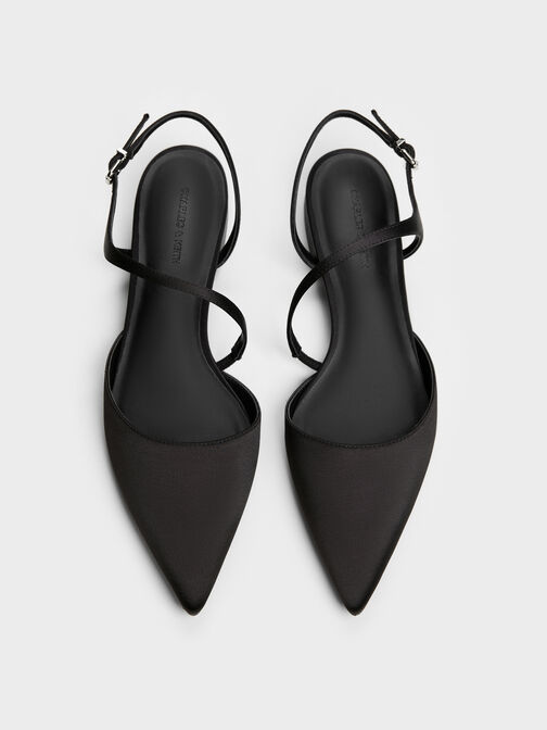 حذاء كورديليا المسطح ذو الكعب المفتوح المدبب, أسود خشن, hi-res