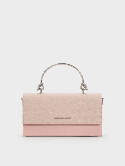 Kristine Glittered Wallet On Chain, Pink, hi-res