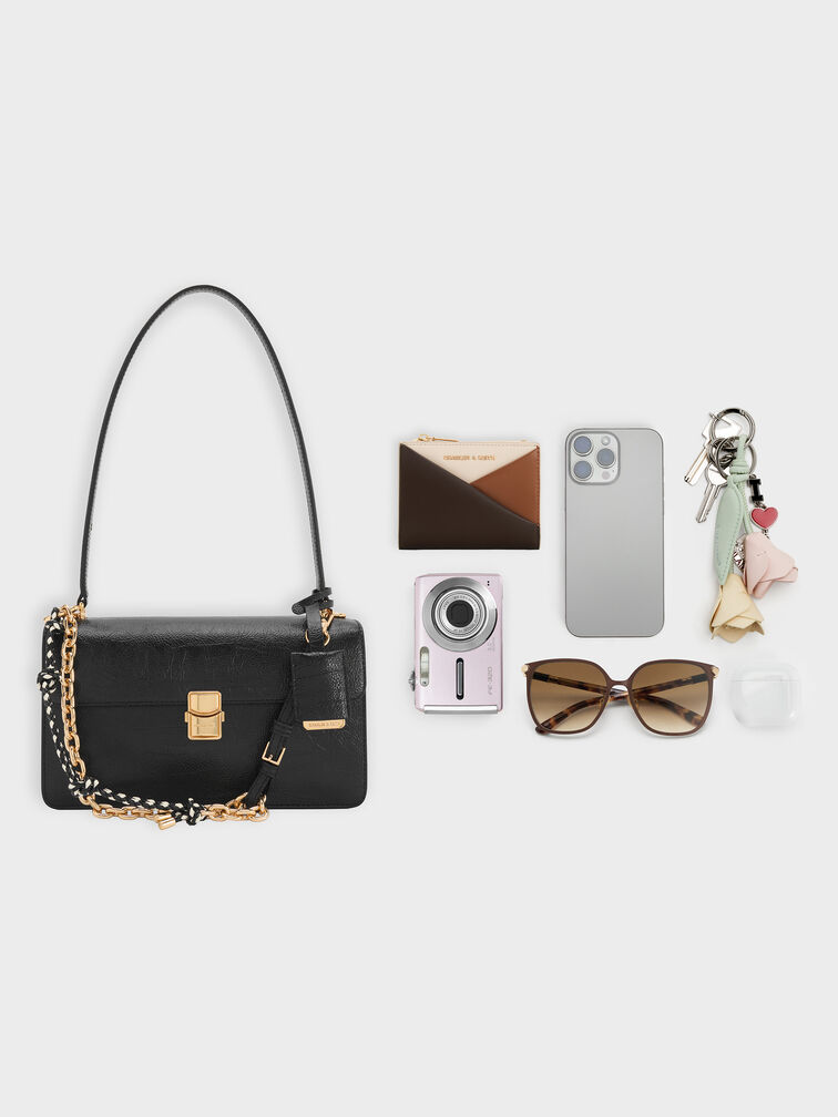 حقيبة كتف من سلسلة حبل أسيلين, أسود, hi-res