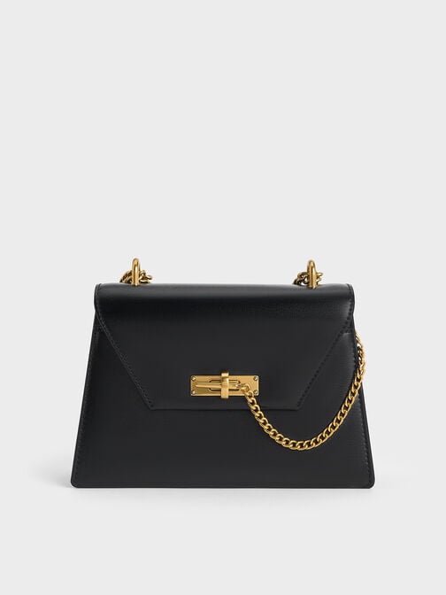 Samantha Envelope Chain-Handle Bag, Black, hi-res