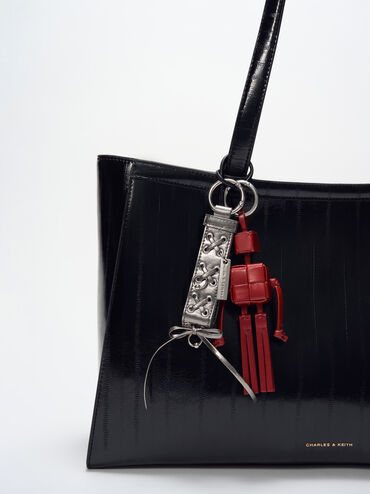 Ivette Woven Robot Bag Charm, Equestrian Red, hi-res