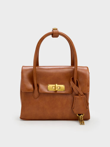 حقيبة توت "كيري" ميني بقفل دوار, Distressed Tan, hi-res