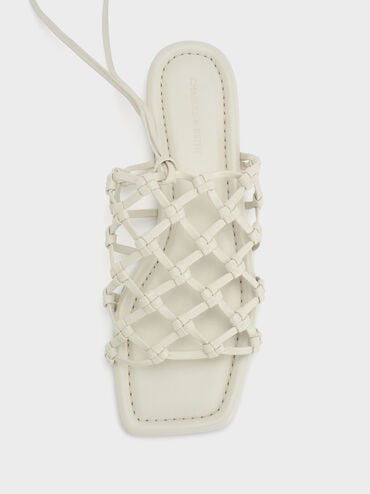 Woven Tie-Around Net Sandals, Chalk, hi-res