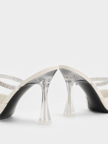 صندل مفتوح مزود بحزام مزين بالأحجار, كريم, hi-res