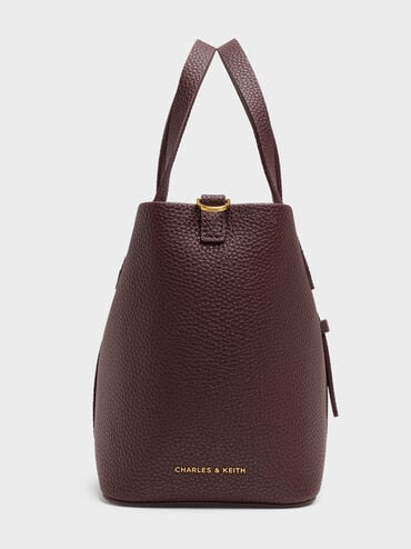 شنطة دلو بريل بجلد معاد تدويره بيد مزدوجة, أحمر توتي فاخر, hi-res