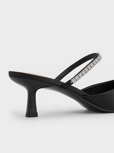 Ambrosia Satin Gem-Embellished Pointed-Toe Mules, Black2, hi-res