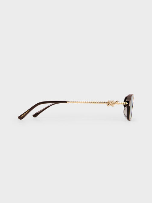 Sable Knot Rectangular Sunglasses, Espresso Brown, hi-res