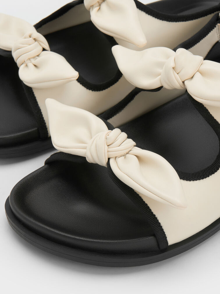 Knot-Bow Double-Strap Slingback Sandals, Chalk, hi-res