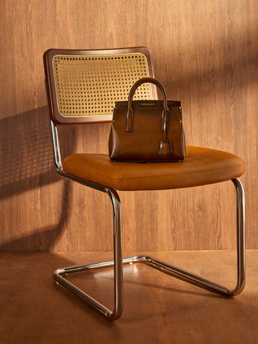 Rene Structured Top Handle Bag, Tan, hi-res