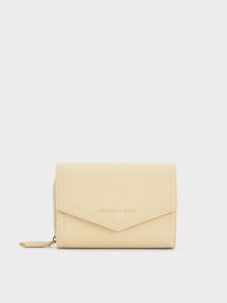 Stitch Trim Envelope Wallet, Beige, hi-res