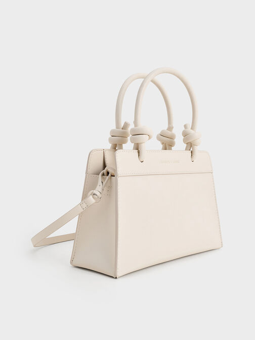 Sabine Knotted-Handle Trapeze Tote Bag, Cream, hi-res