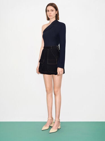 Beaded Ankle-Strap D'Orsay Pumps, Butter, hi-res