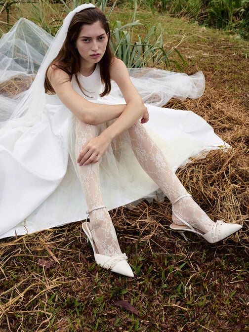 Leda Beaded Satin Ankle-Strap Pumps, White, hi-res