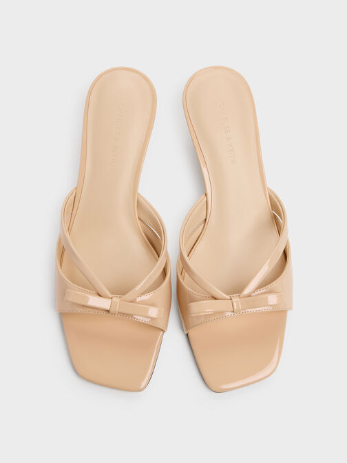 Kaleen Patent Kitten-Heel Mules, Nude, hi-res