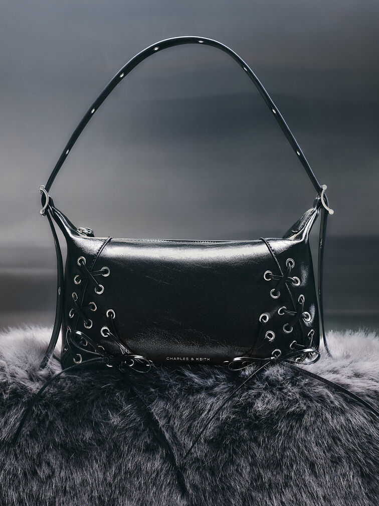 حقيبة كتف برباط, أسود كلاسيكي, hi-res