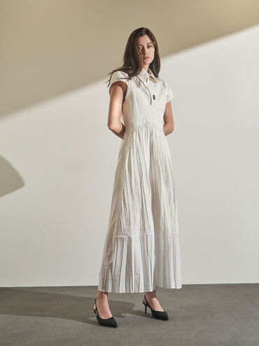 Woven Slingback Pumps, Black, hi-res