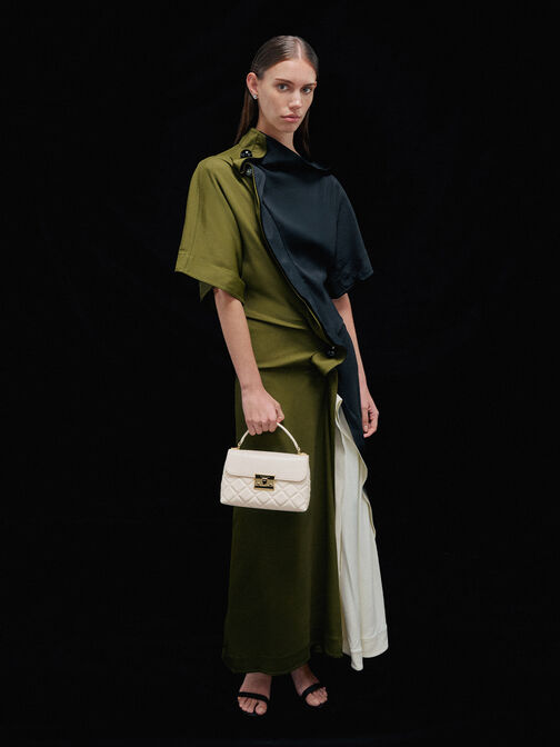 Alva Quilted Top Handle Bag, Cream, hi-res