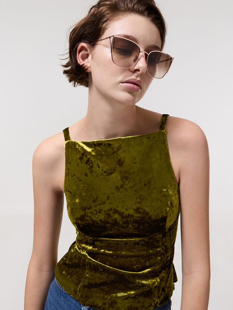 نظارة شمسية شيا مربعة بإطار معدني, ذهبي وردي, hi-res