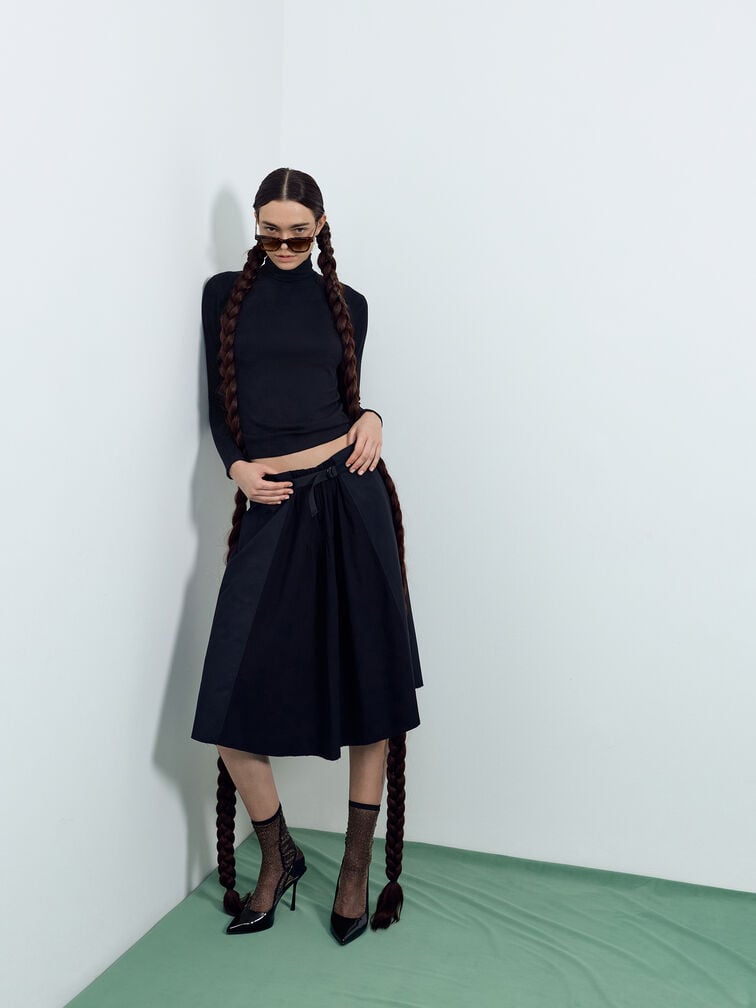 Leather Slingback Stiletto Pumps, Black Boxed, hi-res