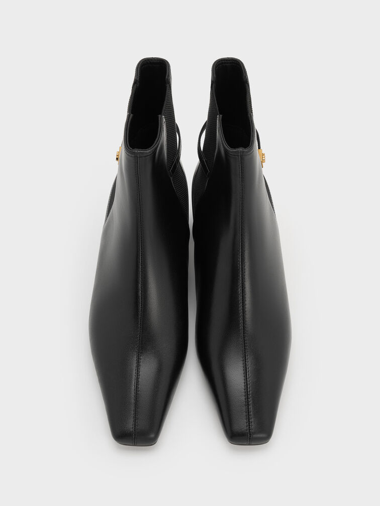 Georgina Leather Tapered Square-Toe Ankle Boots, Black, hi-res