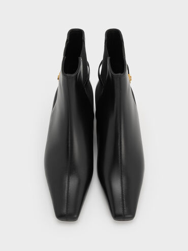 Georgina Leather Tapered Square-Toe Ankle Boots, Black, hi-res