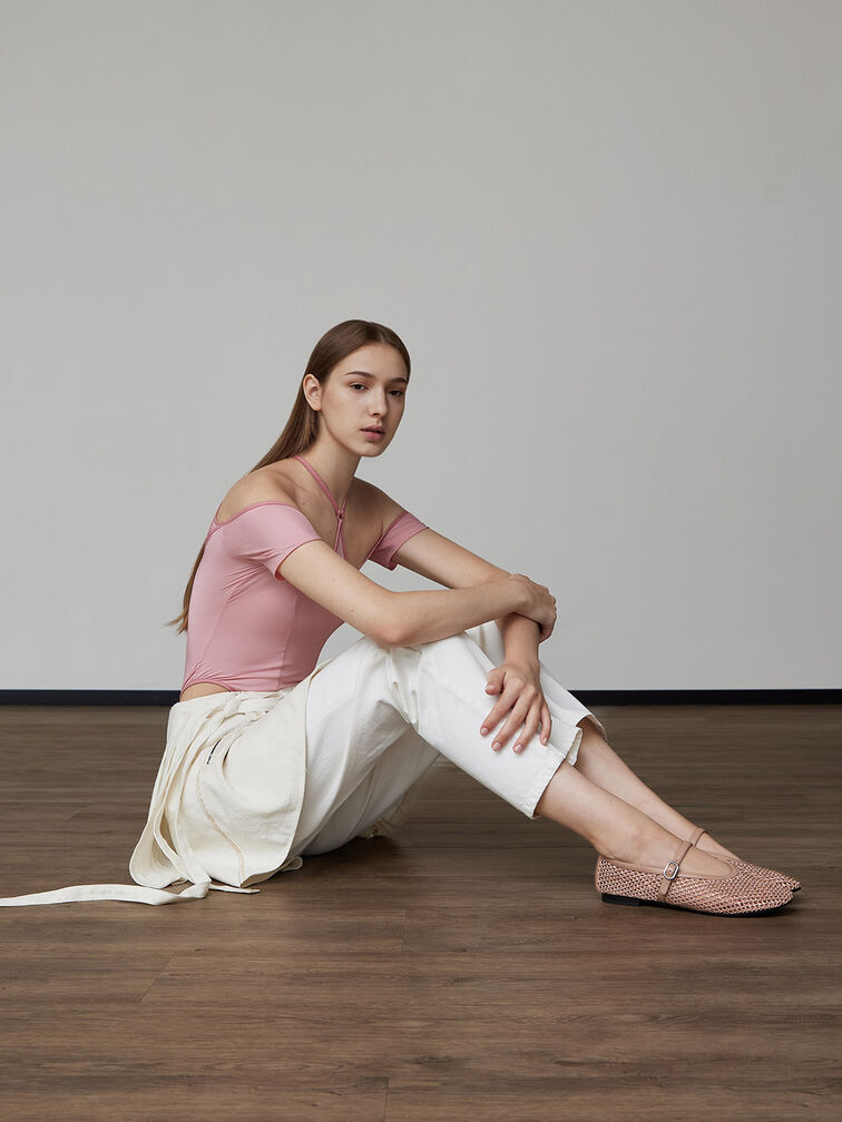 Maggie Mesh Crystal-Embellished Mary Janes, Nude, hi-res