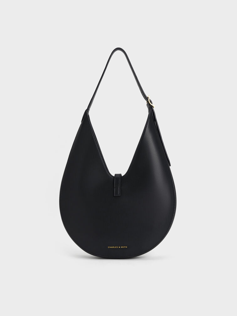 Cesia Metallic-Accent Hobo Bag, Black, hi-res