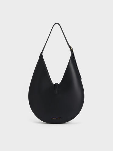 Cesia Metallic-Accent Hobo Bag, Black, hi-res