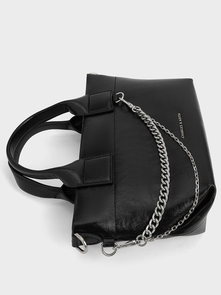 Atwood Crinkle-Effect Chain-Embellished Tote Bag, Noir, hi-res