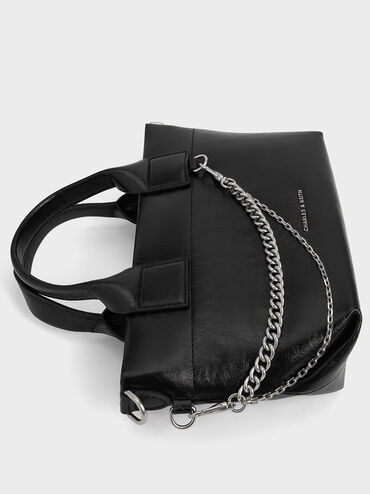 Atwood Crinkle-Effect Chain-Embellished Tote Bag, Noir, hi-res