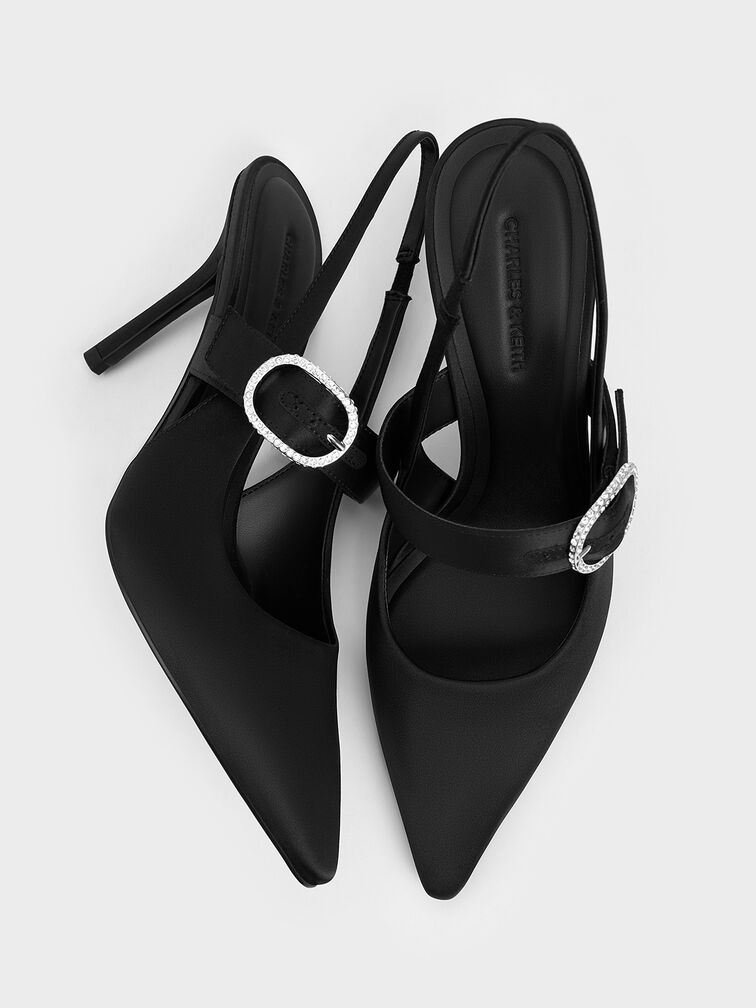 حذاء ماري جين بلمسة ساتان وأحجار كريستالية &ndash; أنوثة تخطف الأنظار, أسود خشن, hi-res