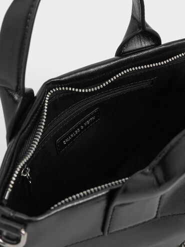 Atwood Crinkle-Effect Chain-Embellished Tote Bag, Noir, hi-res