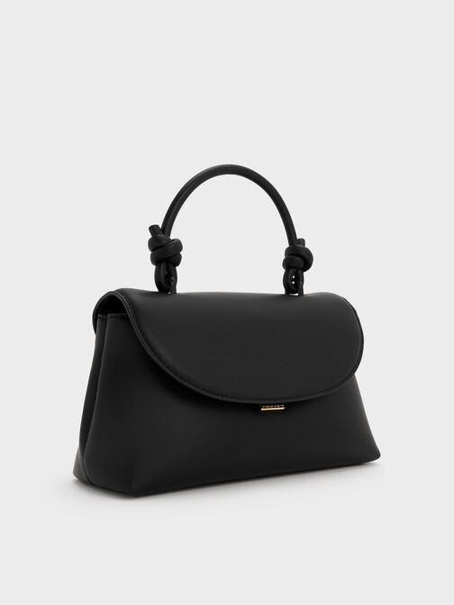 حقيبة ظهر بحمالة يد مزينة بعقدة, أسود, hi-res