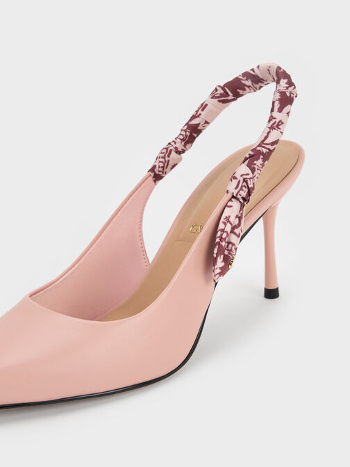 Tayari Leather Printed-Strap Slingback Pumps, Pink, hi-res
