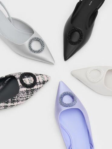 باليرينا مزينة بإكسسوار دائري خرز بحزام خلفي, أسود, hi-res